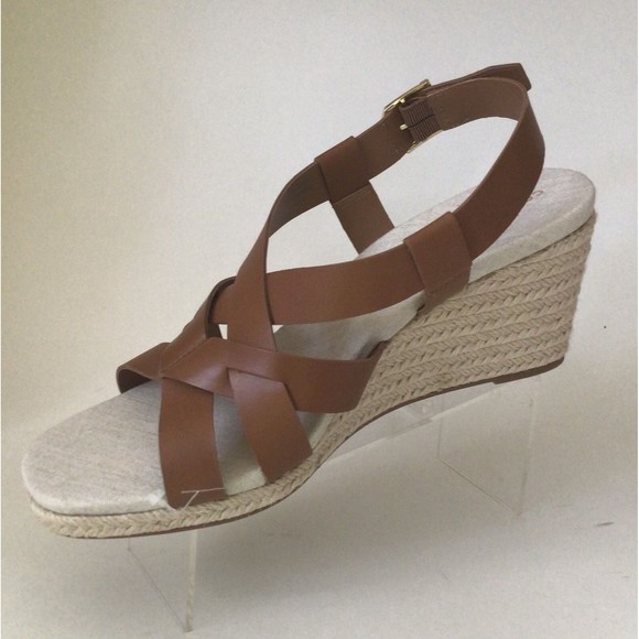 Cole Haan Shoes - NEW COLE HAAN Crystal Wedge Strappy Leather Sandals, Honey